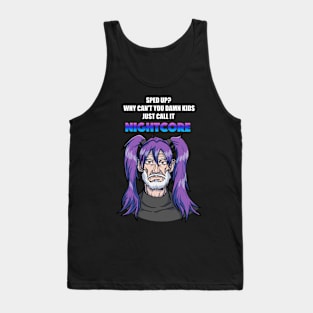 Call it Nightcore: Old Man in Purple Anime Wig (Funny) Tank Top